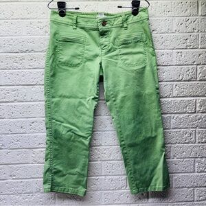 VTG‼ Y2K AMERICAN EAGLE 4 Light Green Stretch Low Rise Capri Square Pockets •EX‼
